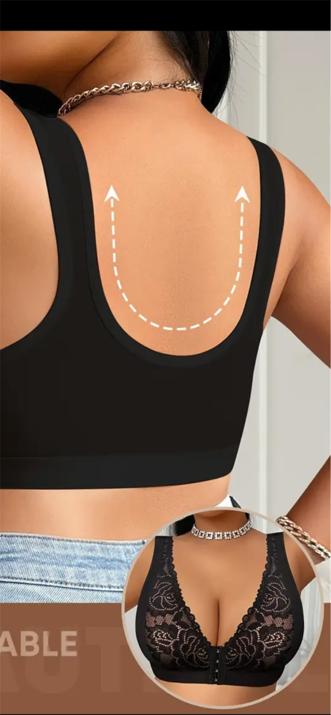 Nėriniuota liemenėlė su priekinu užsegimu – 2XL, 3XL, 4XL dydžiai