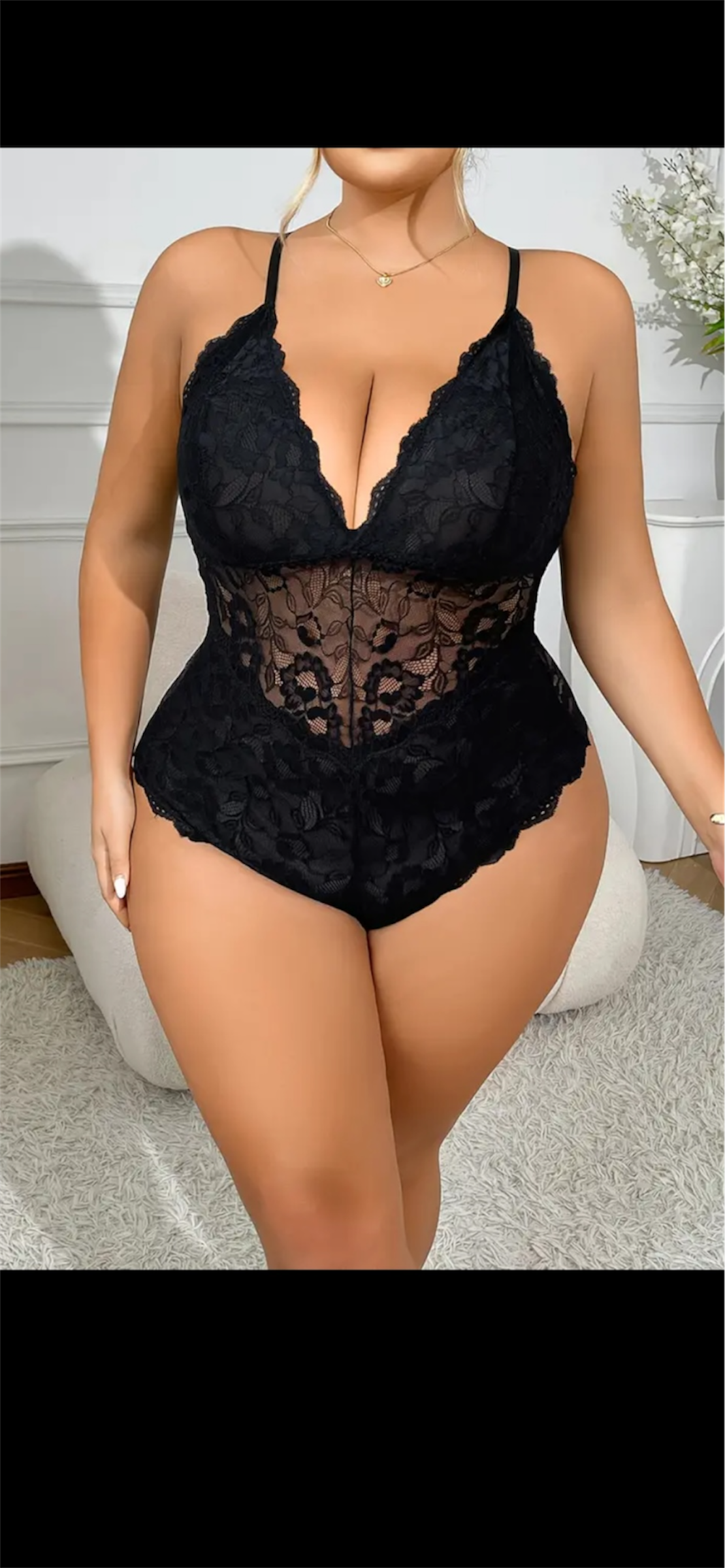 🖤 Juodas nėriniuotas bodis „Velvet Night“