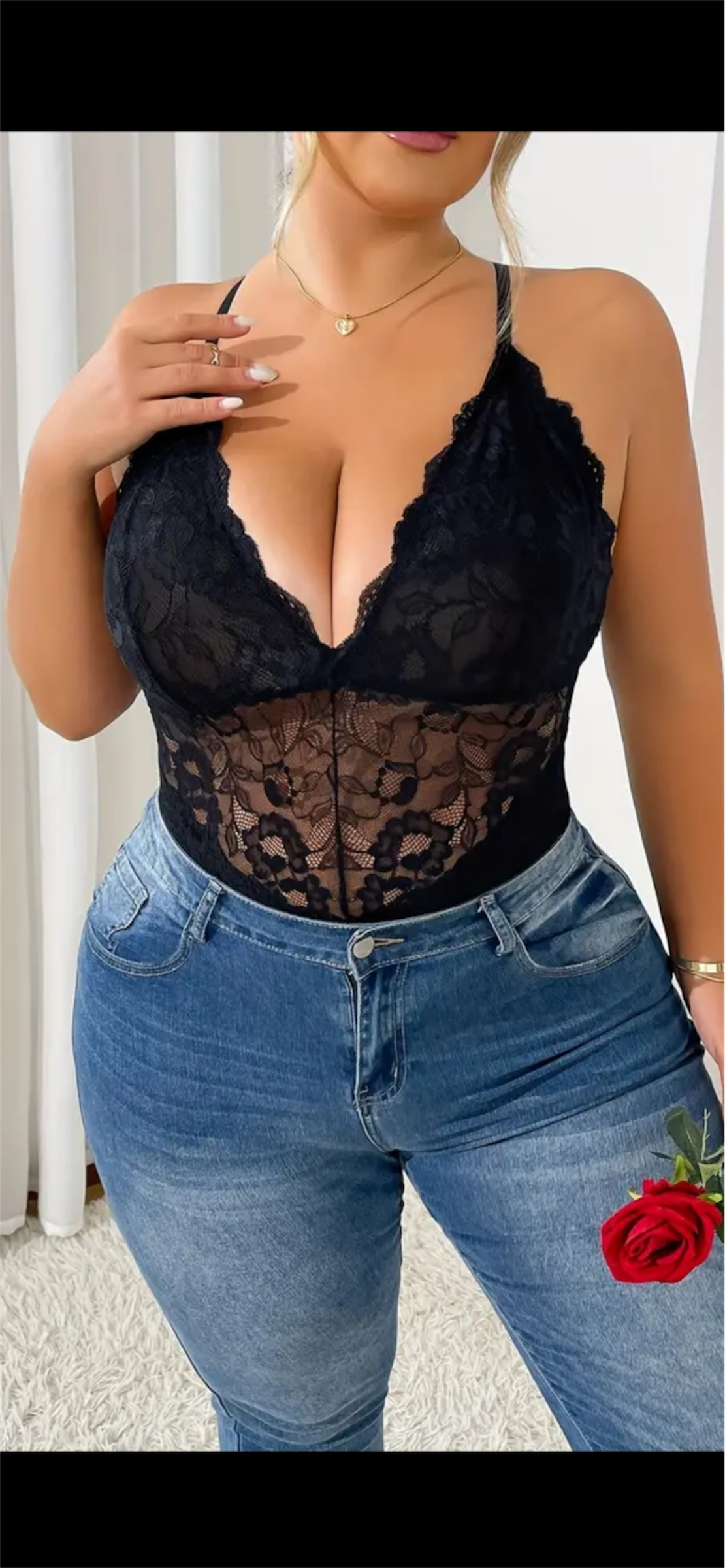 🖤 Juodas nėriniuotas bodis „Velvet Night“