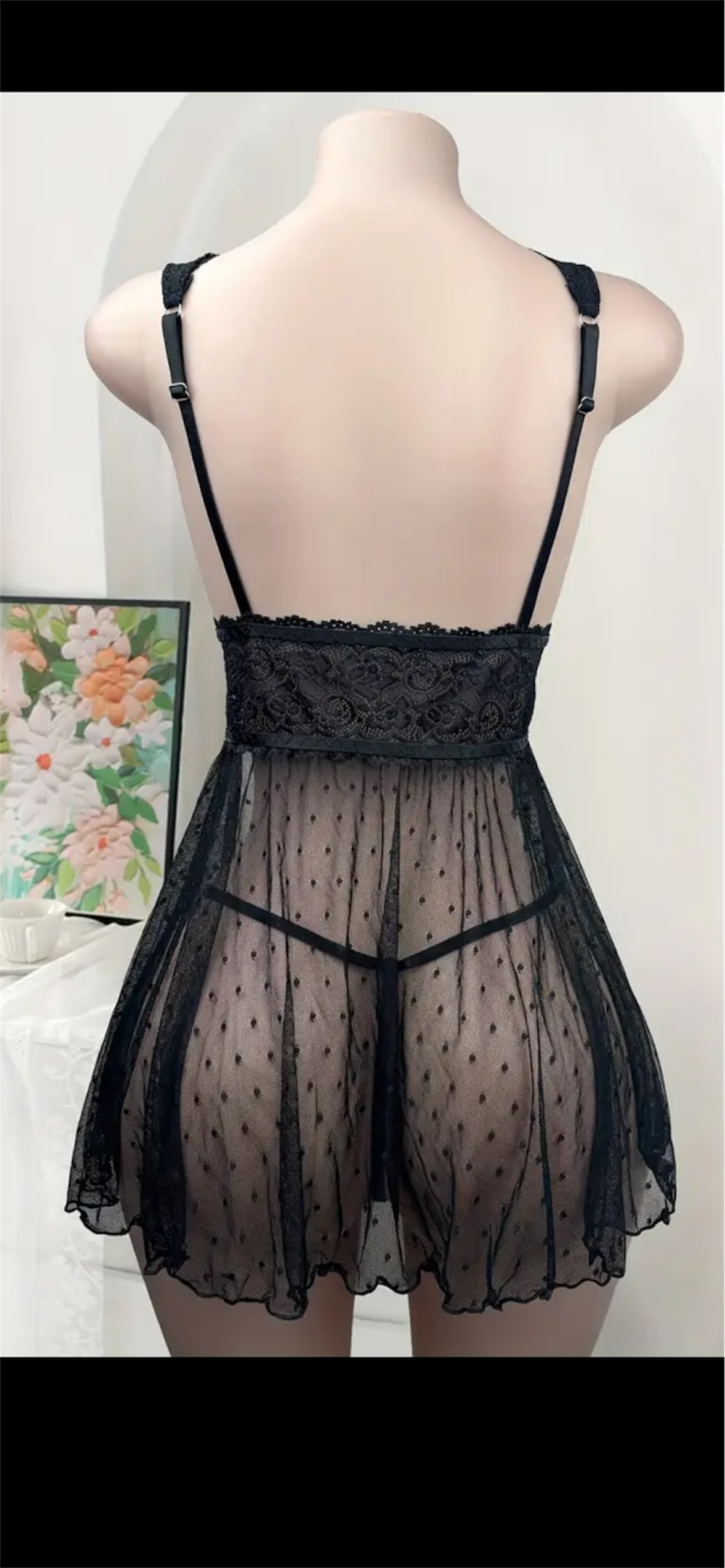 Jausmingas juodos nėrinės naktinukų komplektas „Midnight Charm“ (2XL–3XL)