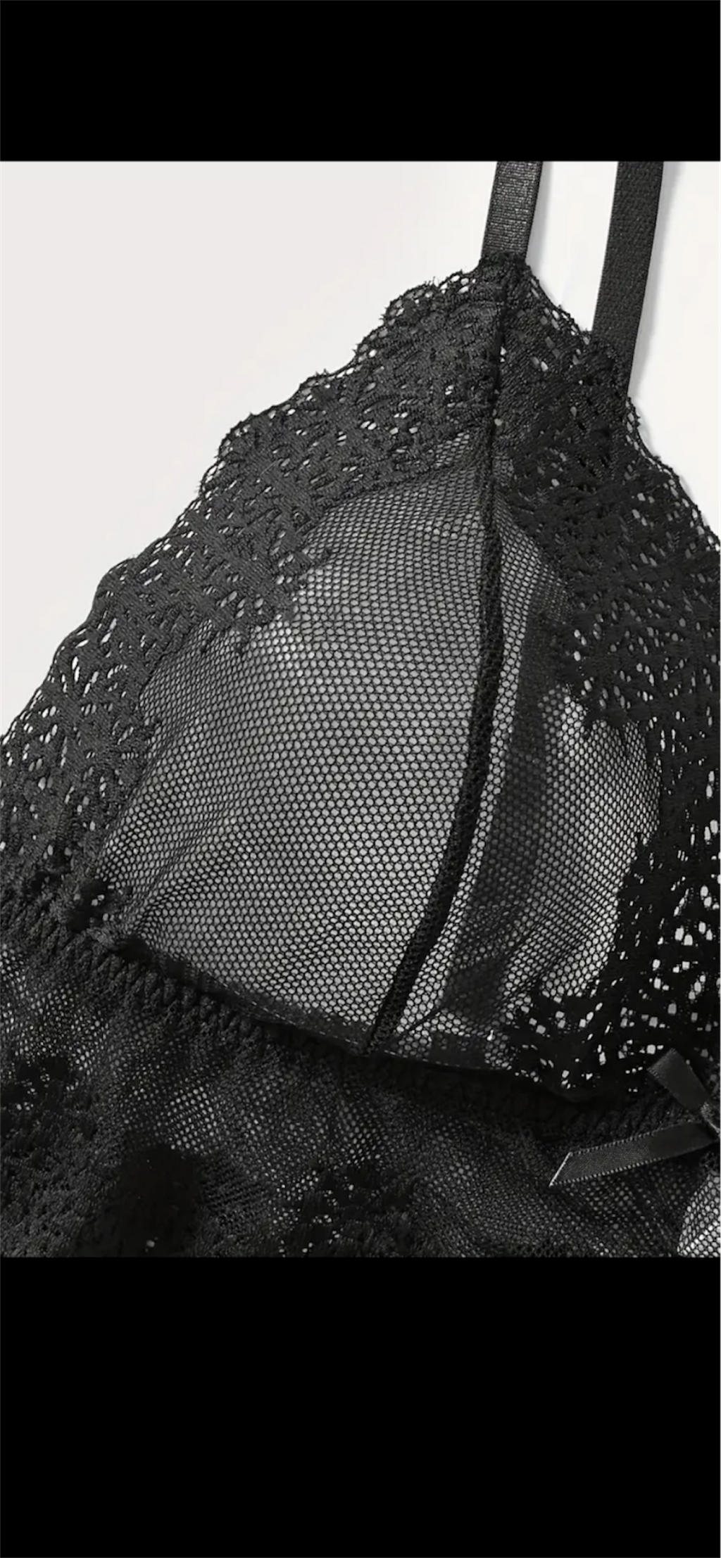 Nėrinių permatomas apatinių komplektas – juodas, 2XL–3XL