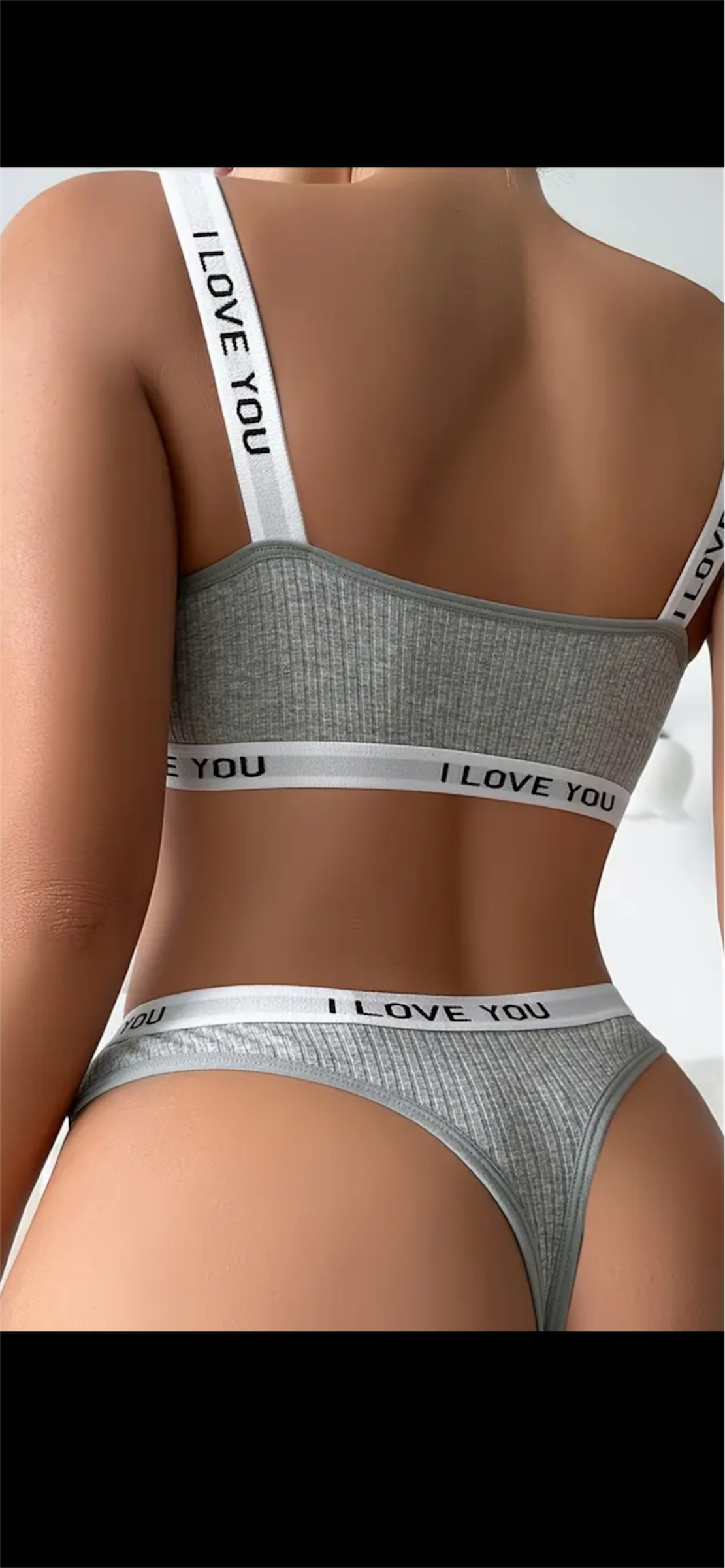 🩶 Sportiškas tamprus komplektas „I LOVE YOU“ – pilkas (3XL-4XL)