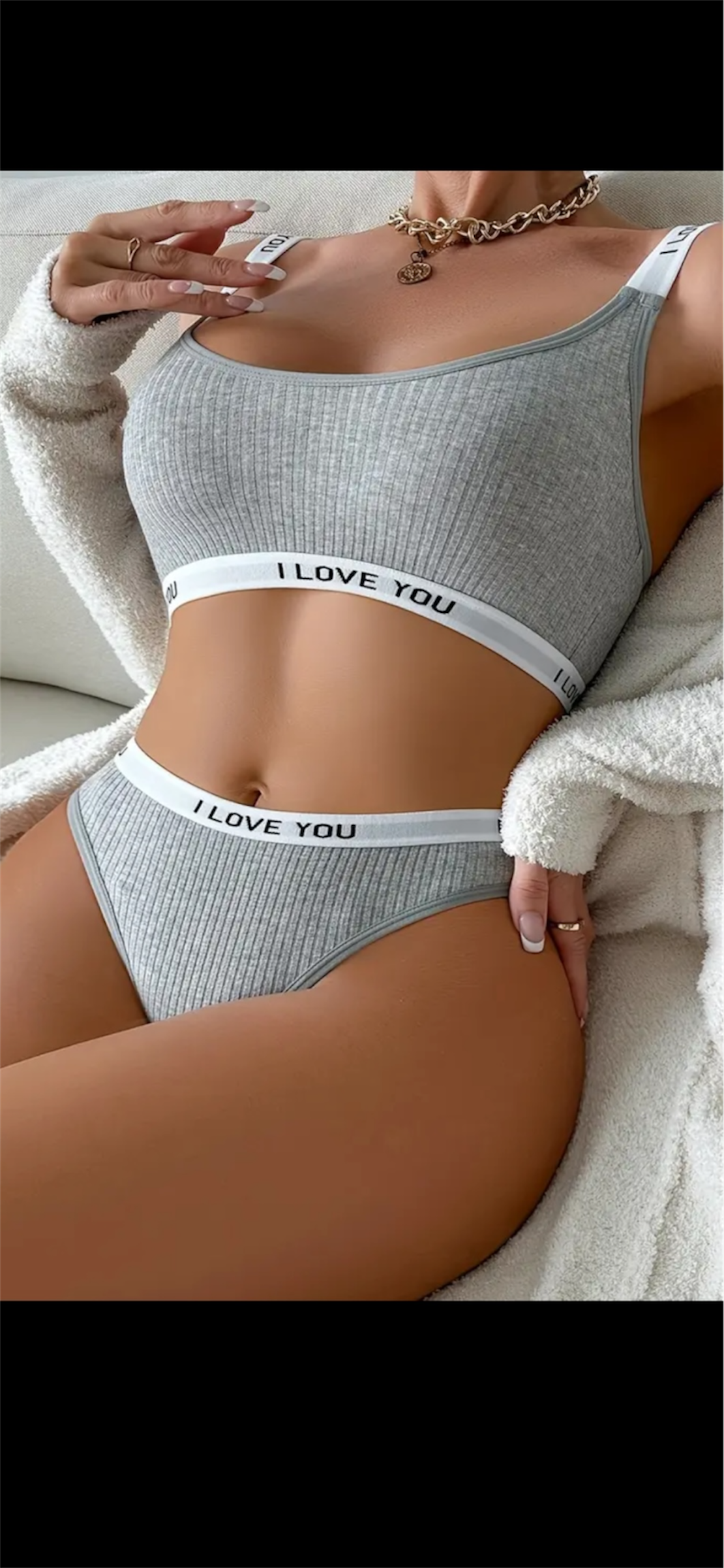 🩶 Sportiškas tamprus komplektas „I LOVE YOU“ – pilkas (3XL-4XL)