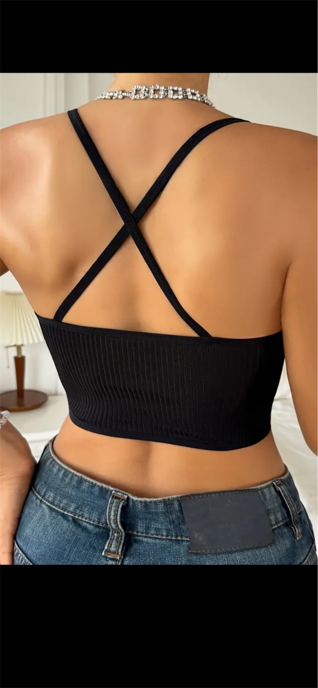 🖤 Topas su permatoma detale „Midnight Charm“ – juodas (2XL–3XL)