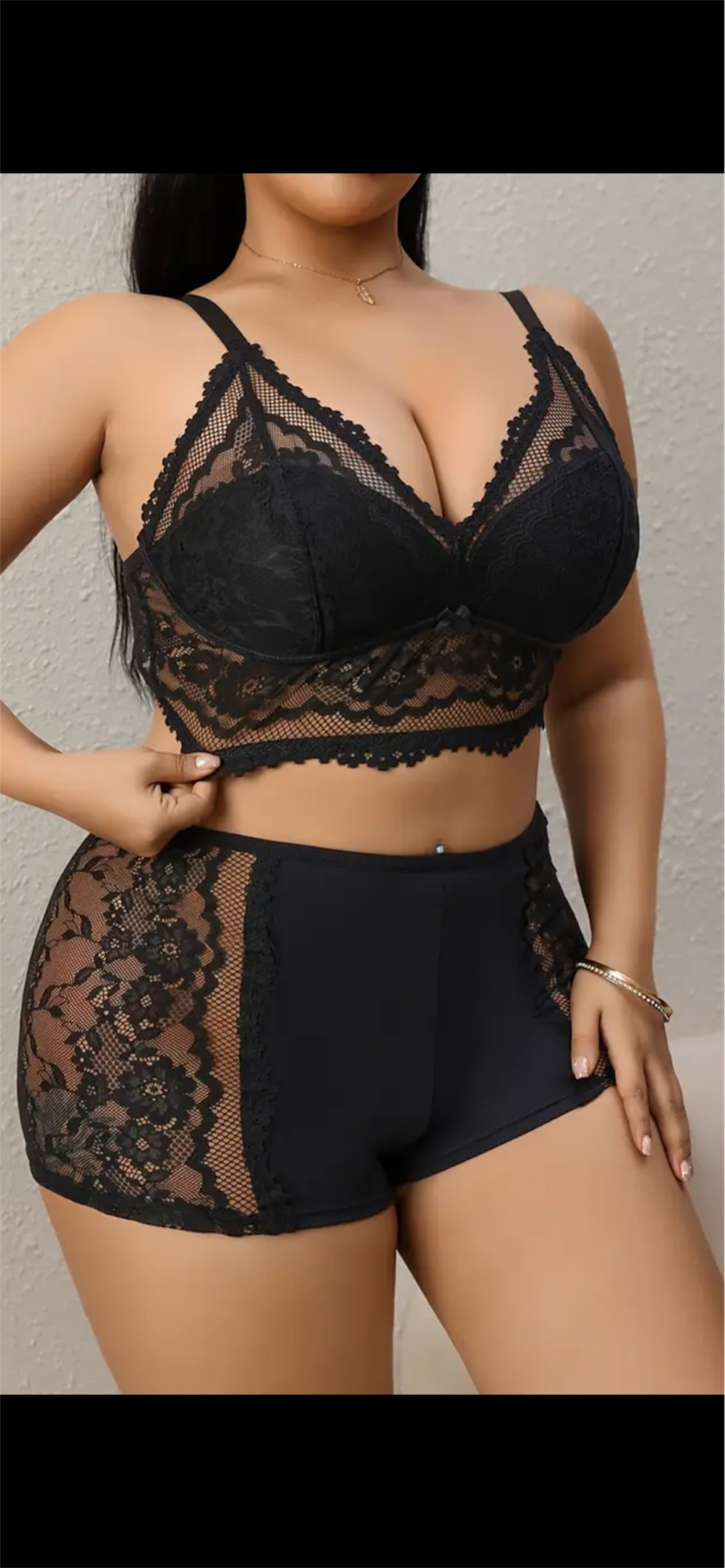 🖤 Nėriniuotas komplektas „Black Temptation“ – juoda / 3XL