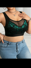 💚 Topas su nėriniais „Emerald Elegance“ – mišri spalva (2XL–3XL)